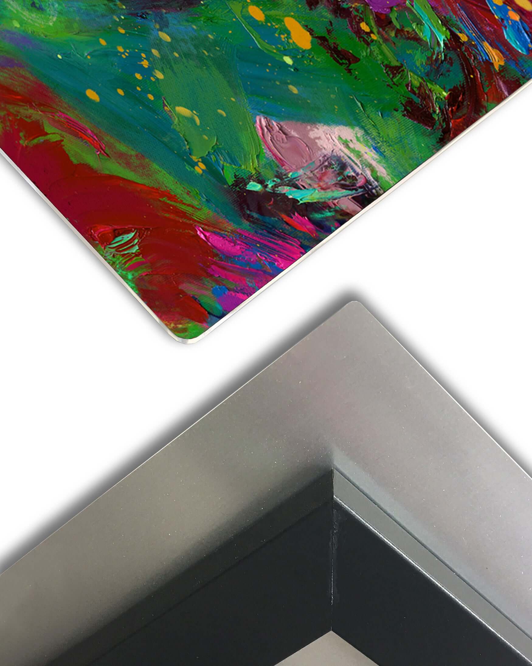 color expressionism print on metal with expressive brushstrokes detail