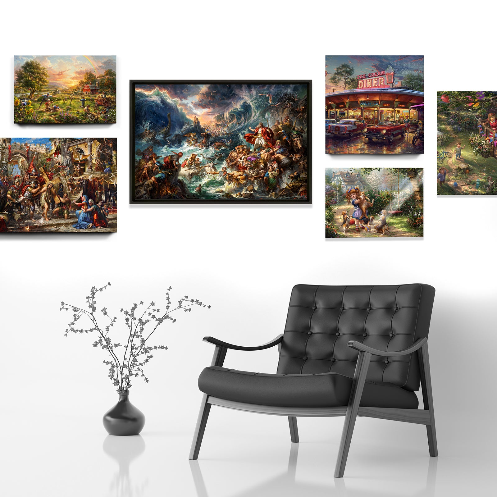 variety of art prints available size large to small paintings showcase renaissance revival images paintings and art pieces in a room setting - Blend Cota original oil painting - renaissance revival - blend cota studios art