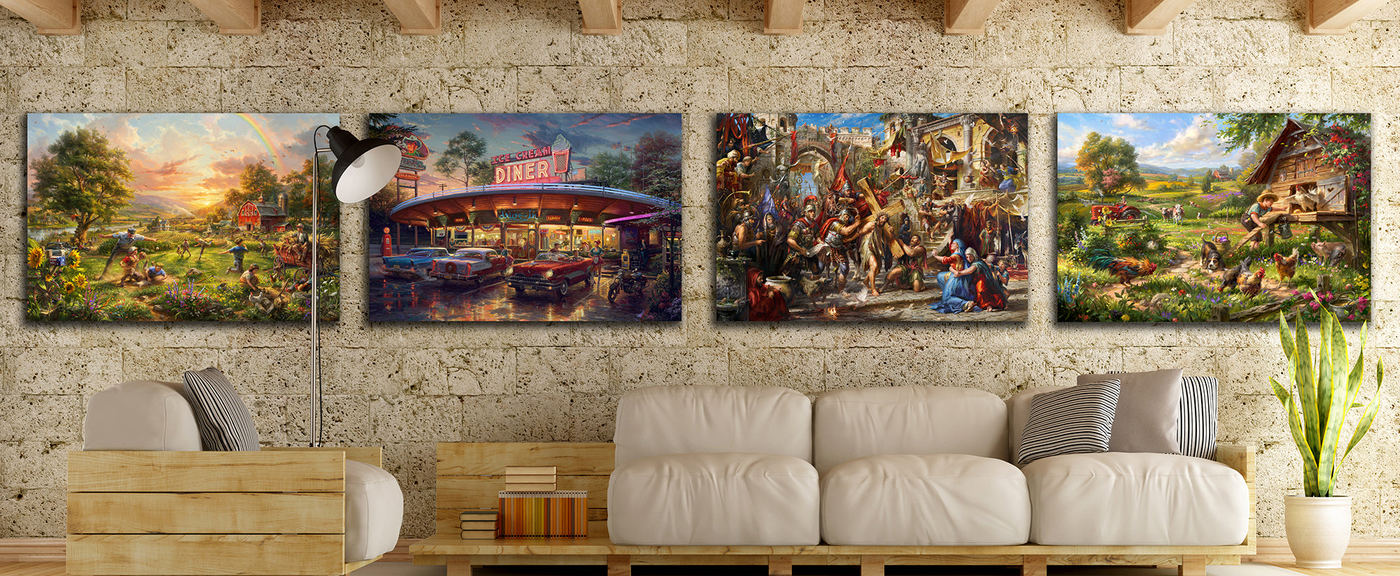 showcase renaissance revival images paintings and art pieces in a room setting - Blend Cota original oil painting - renaissance revival - blend cota studios art