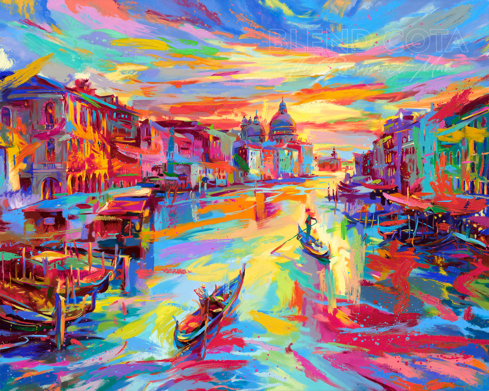 Venice the City of Water, a beautiful vibrant city full of colour by Blend Cota original oil painting painted in the style of blended expressionism from blend cota studios art