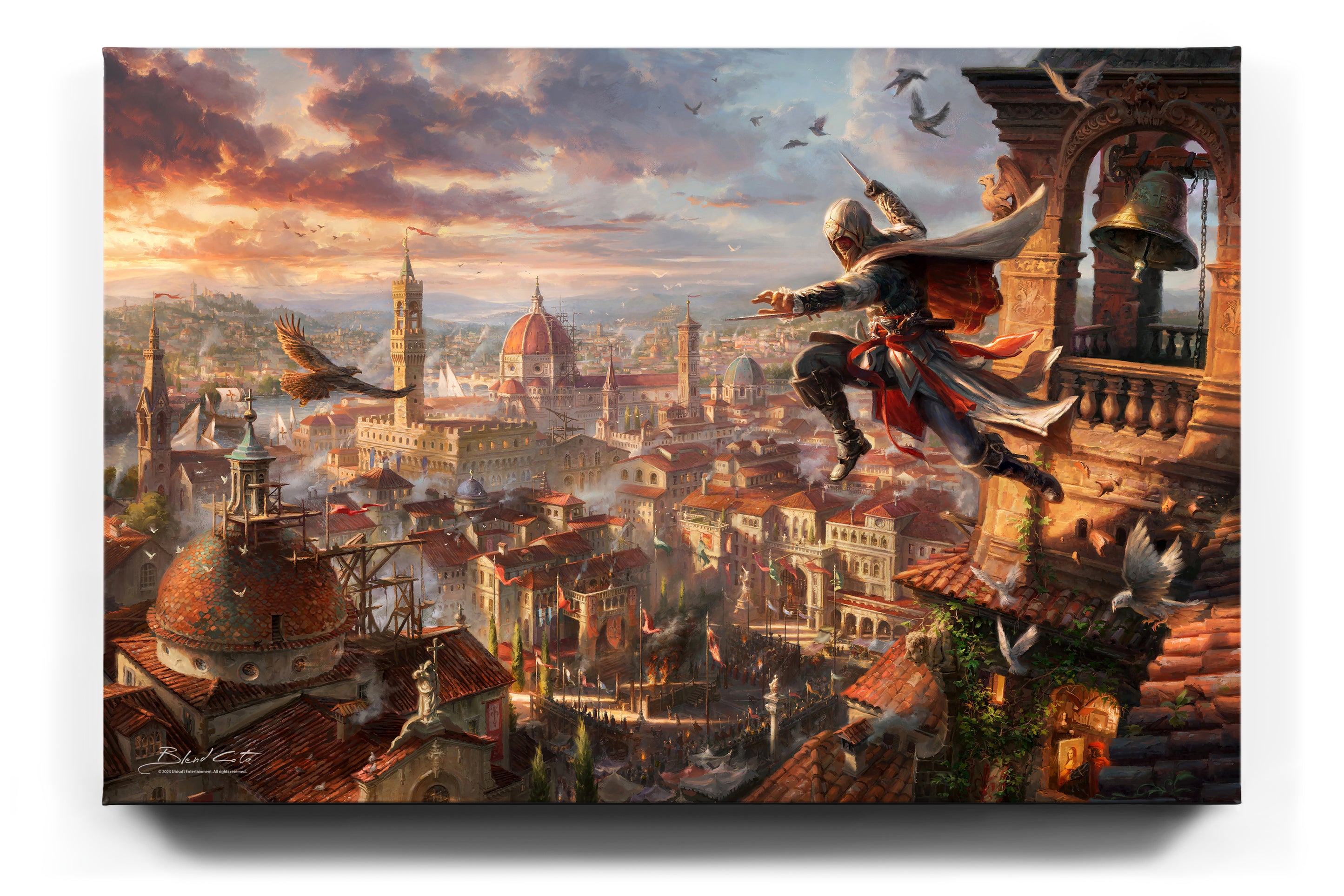 
                  
                    Limited edition gallery wrapped canvas print of Assassin's Creed Florence and Ezio Auditore meticulously designed and painted with intricate details in a realistic style.
                  
                