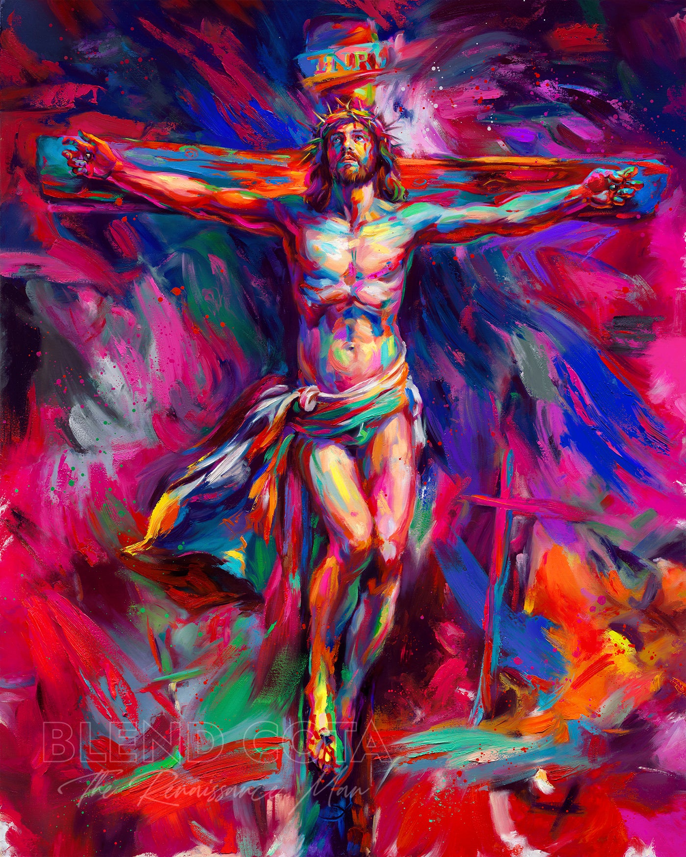 blend cota art of jesus christ crucifixion painting by blend cota studios 