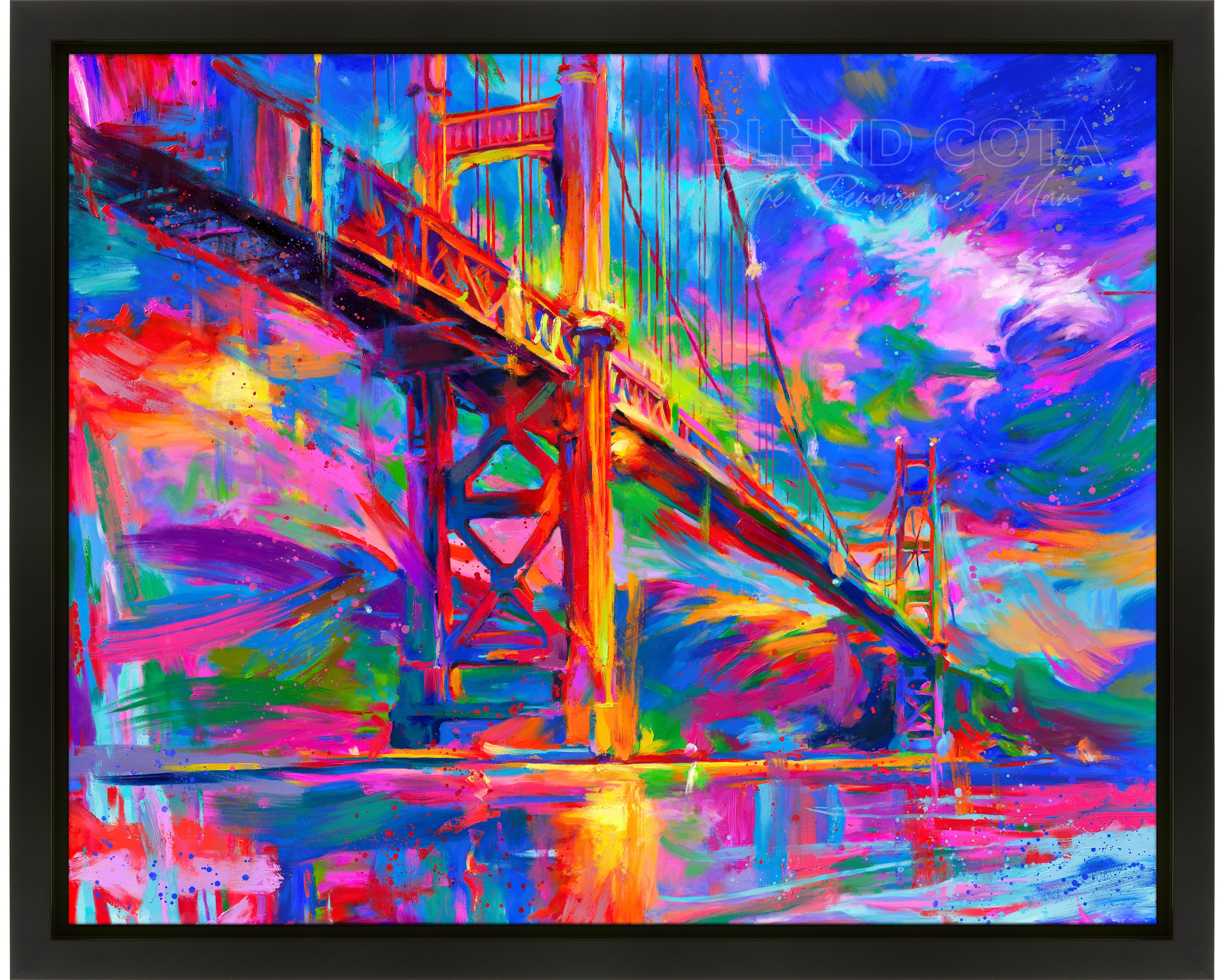Golden Gate Bridge an Original Oil Painting from Blend Cota Studios in Black Frame