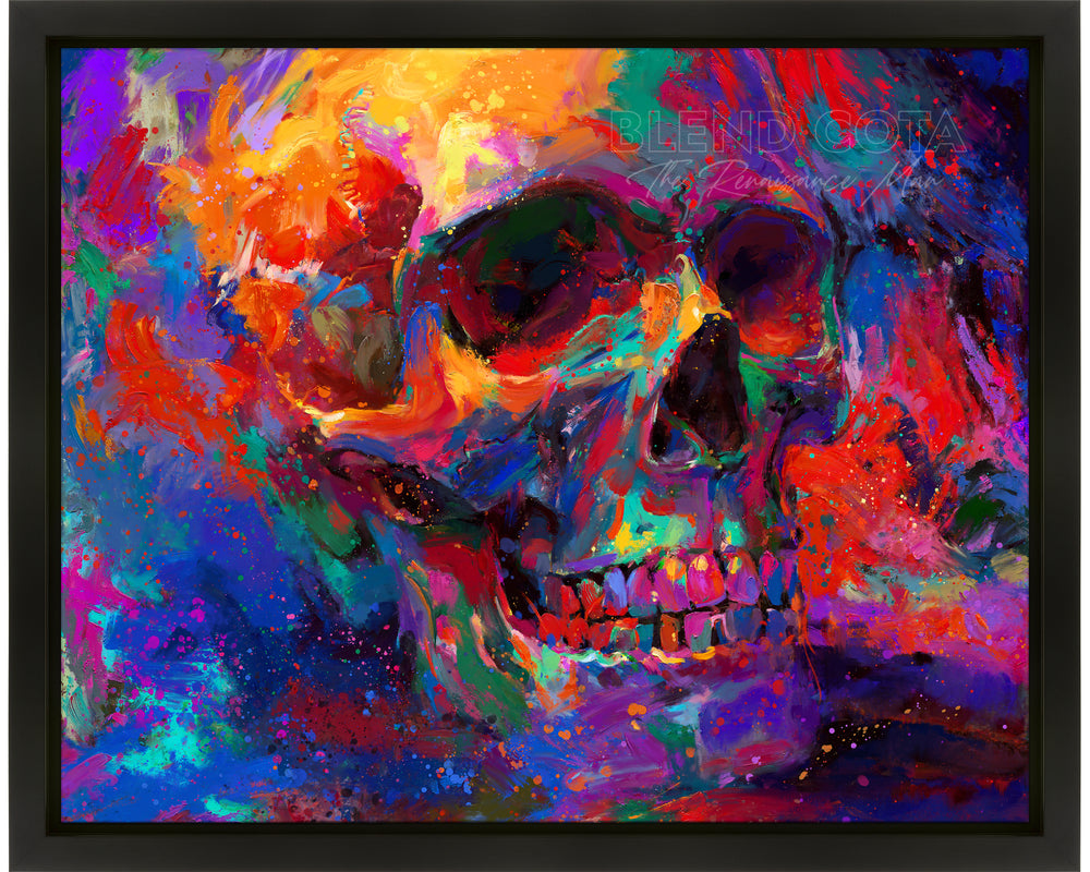 Golgotha The Skull an Original Oil Painting from Blend Cota Studios in a Black Frame
