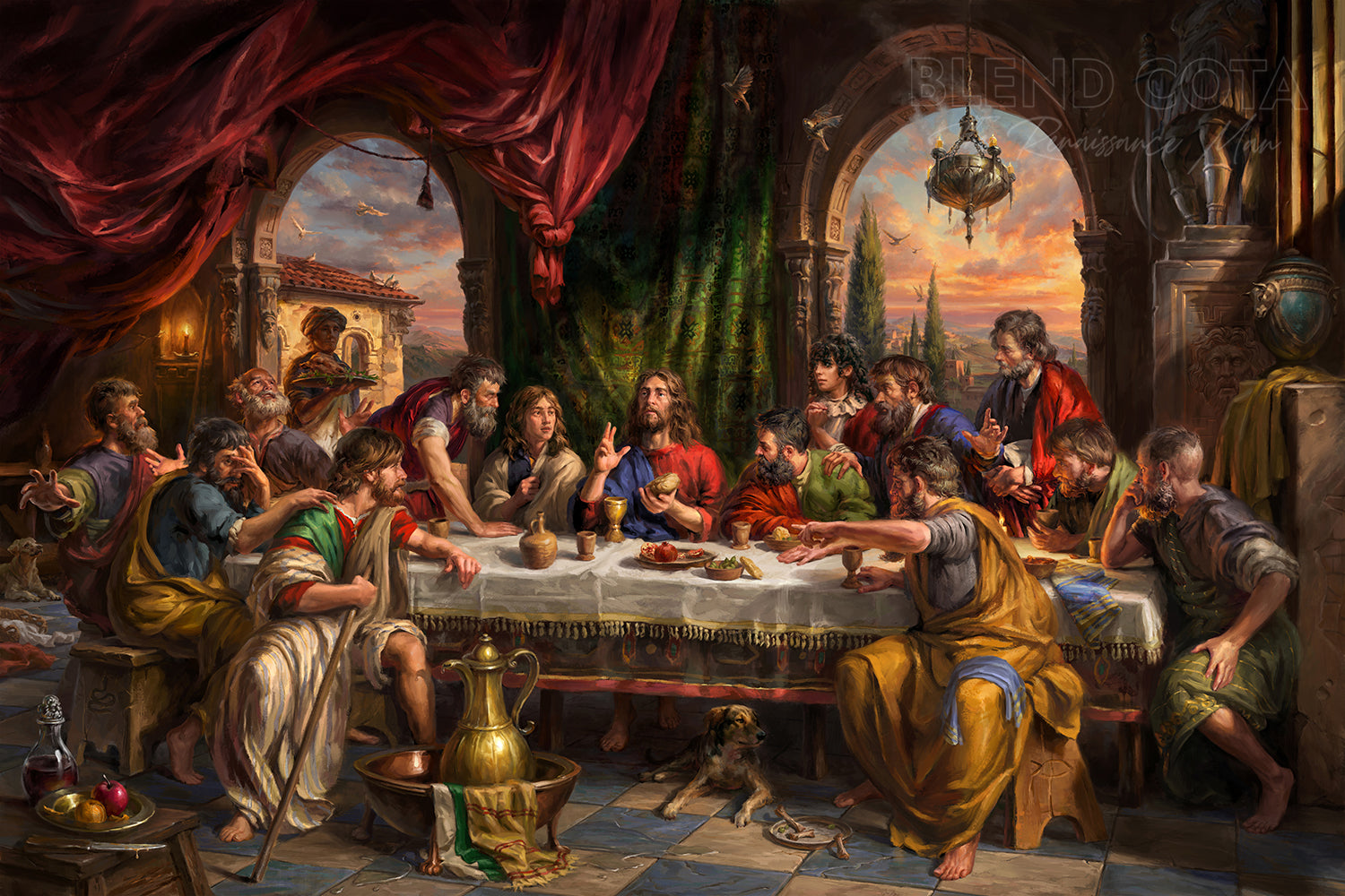 The Last Supper of Jesus christ with his apostles from the bible in the old testament by Blend Cota studios oil painting limited edition art on canvas