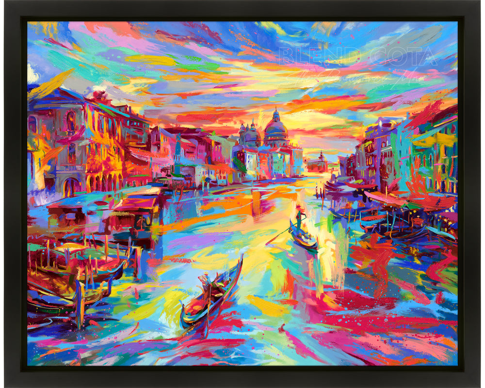 Venice, Italy, city of love and The City of Water Original oil painting from Blend Cota Studios in a black frame