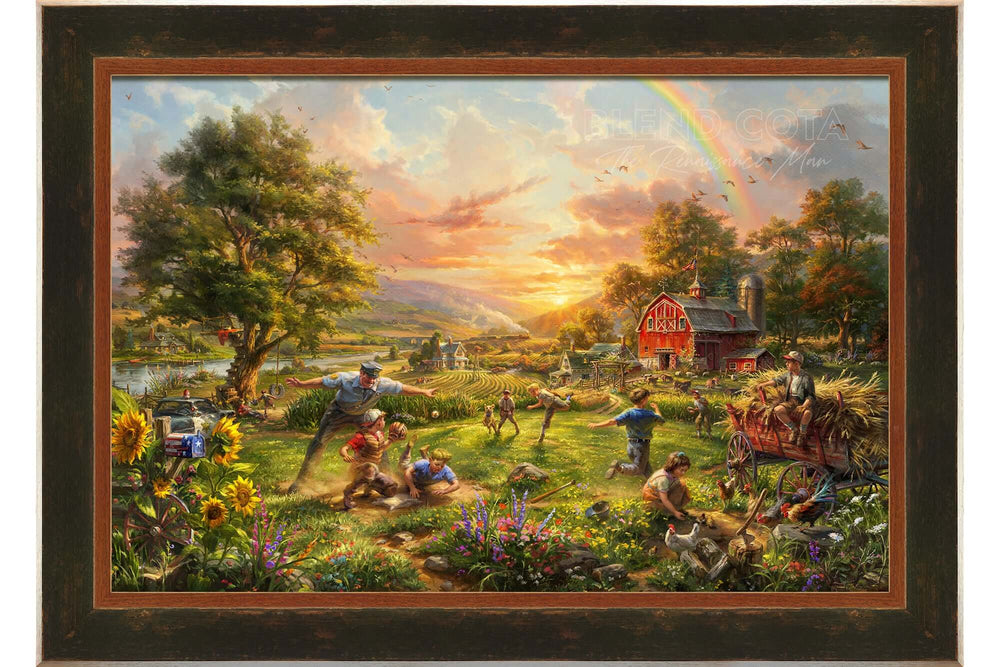 America's Favorite Pastime - Original Oil Painting on Canvas - Blend Cota Studios - Framed