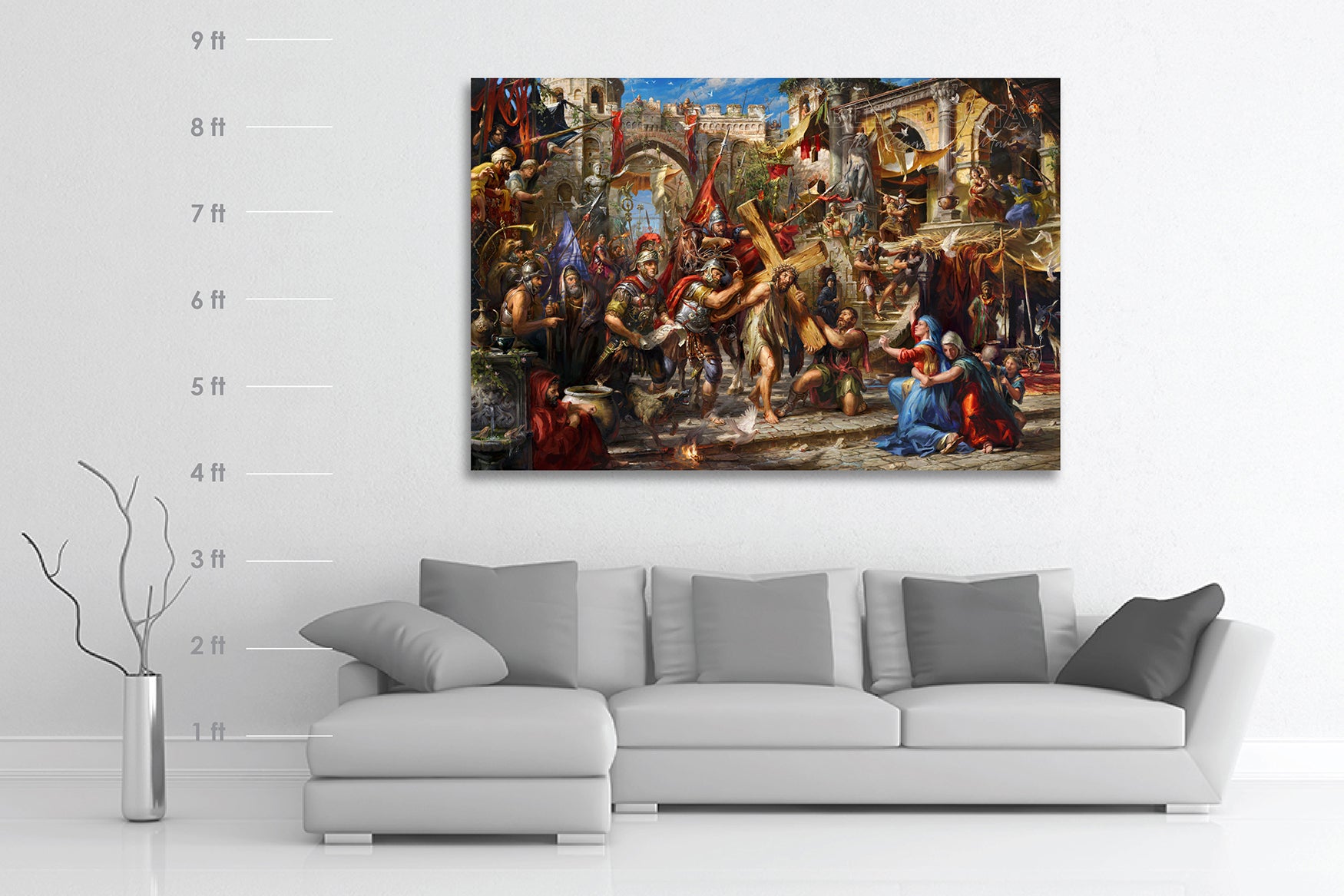 
                  
                    The Way of Love | Jesus Carrying His Cross - Blend Cota Original Oil Painting Framed on Canvas - Blend Cota Studios - size chart comparison
                  
                