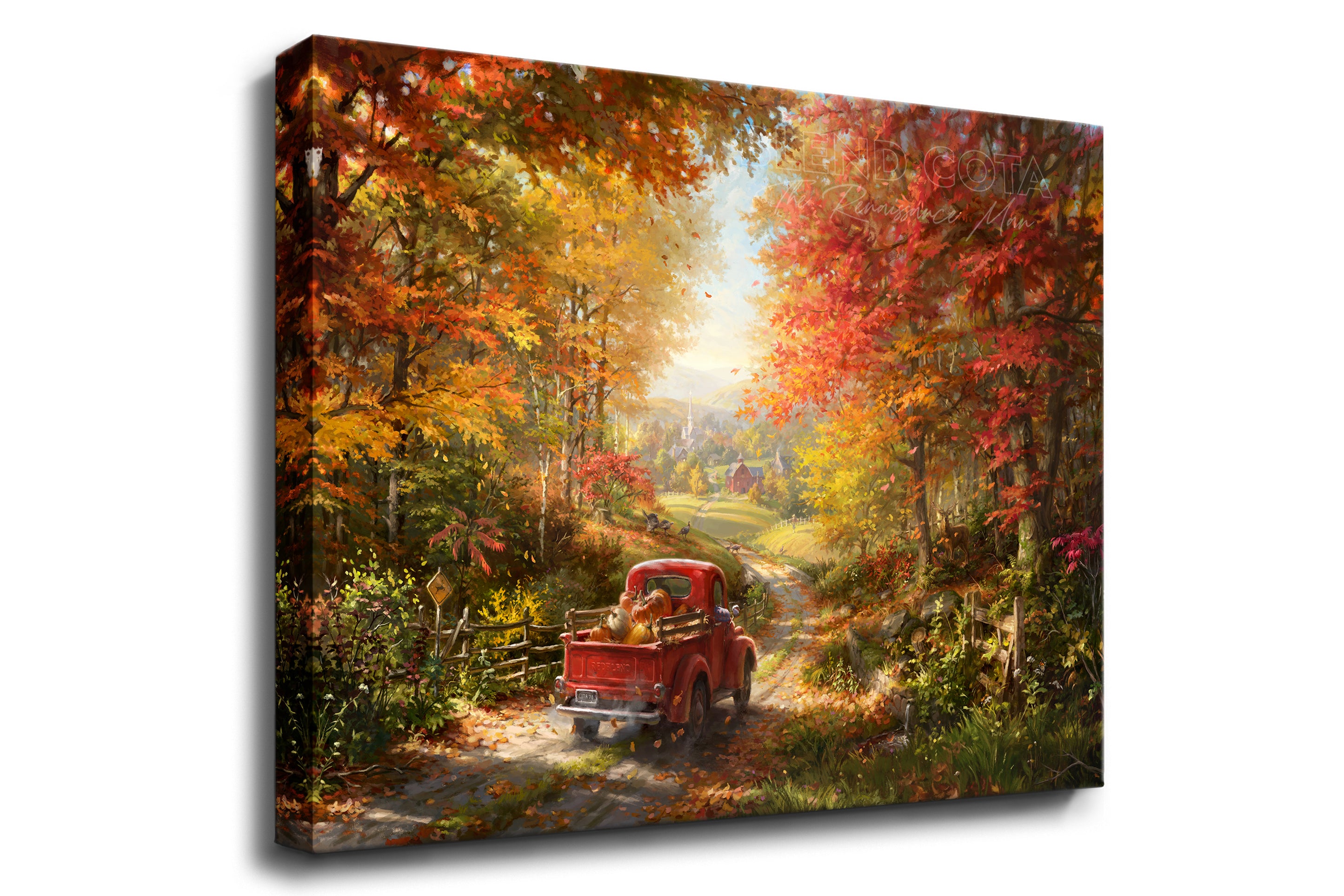 The Place I Belong | Fall Road Autumn Leaves - Blend Cota Art Print on Canvas - Blend Cota Studios