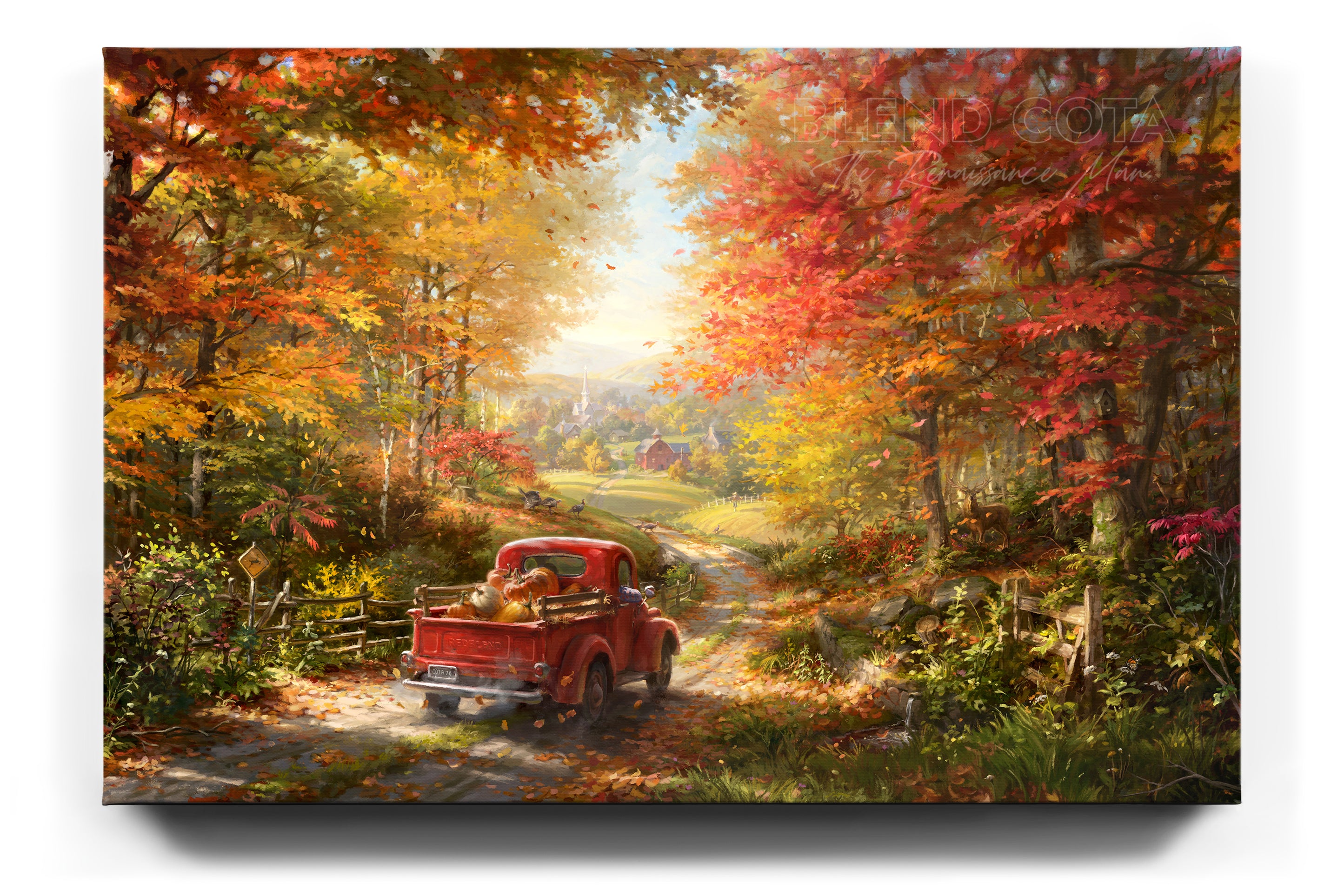 The Place I Belong | Fall Road Autumn Leaves - Blend Cota Limited Edition Art on Canvas - Blend Cota Studios