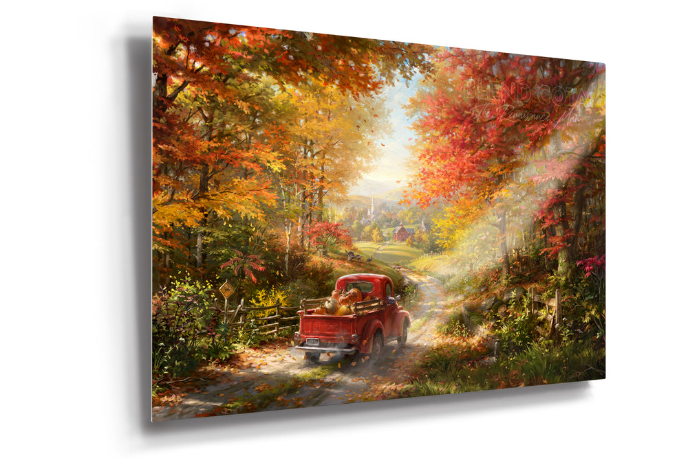 The Place I Belong | Fall Road Autumn Leaves - Blend Cota Limited Edition Art on Metal - Blend Cota Studios - 