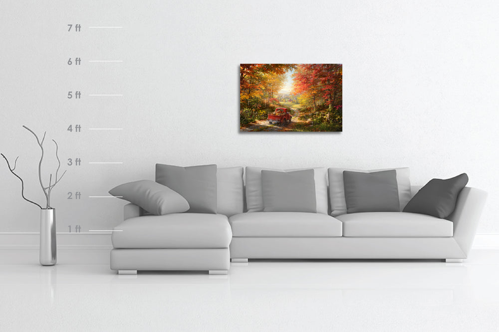 
                  
                    The Place I Belong | Fall Road Autumn Leaves - Blend Cota Original Oil Painting Framed on Canvas - Blend Cota Studios - size comparison
                  
                