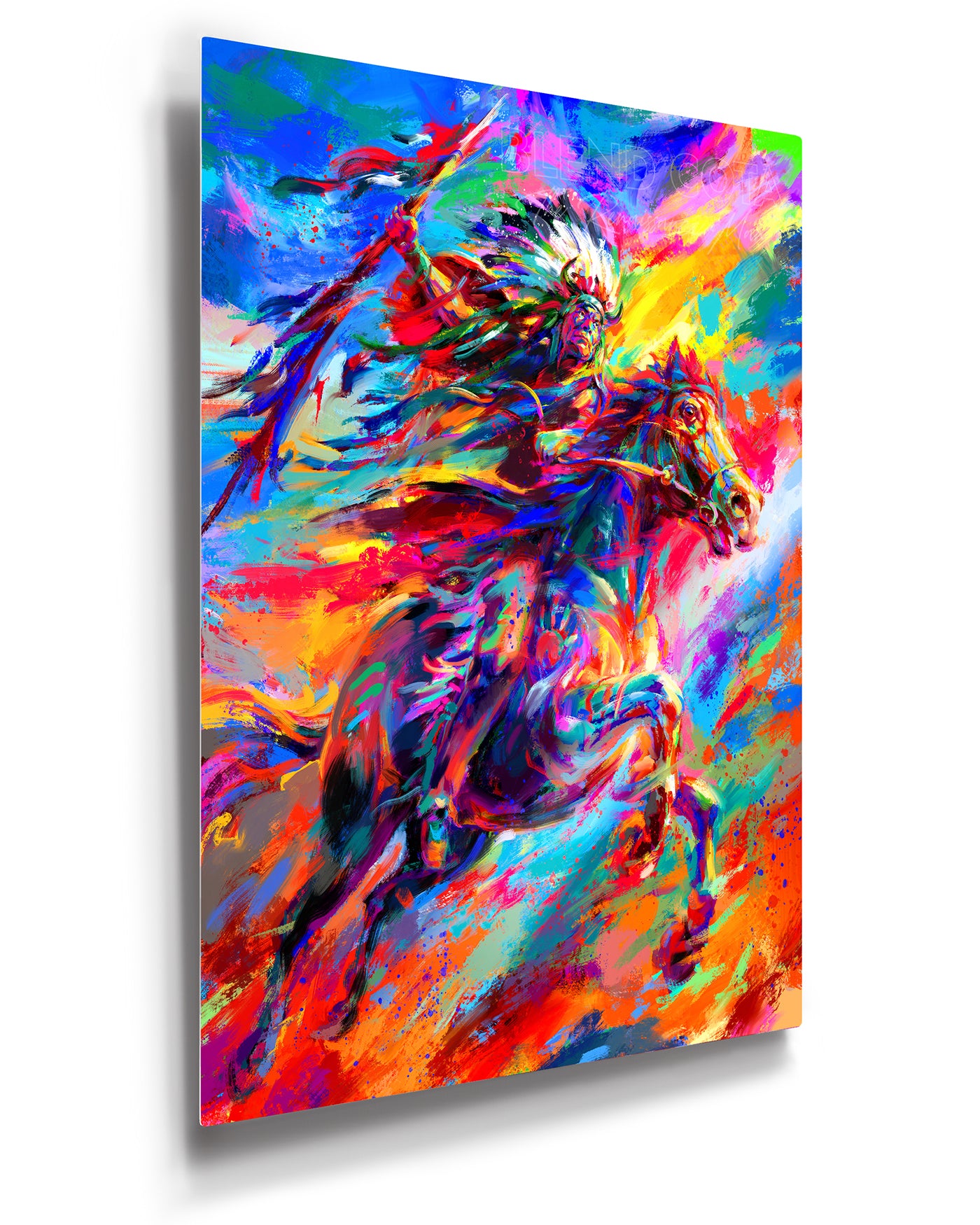 Geronimo | Native American on Horseback - Blend Cota Limited Edition Art on Metal - Blend Cota Studios 