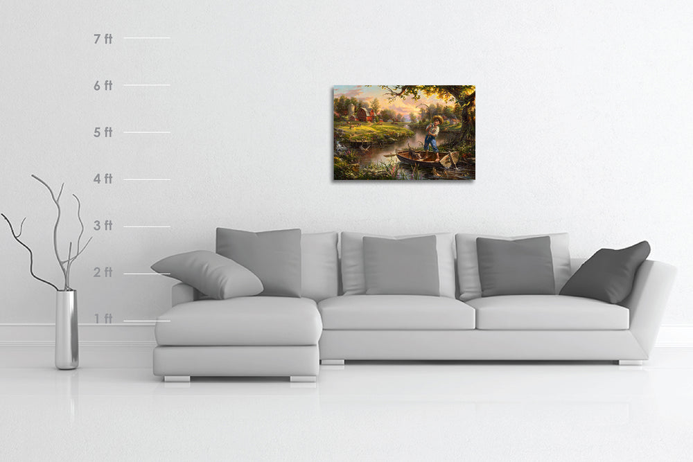 
                  
                    Gone Fishing - Blend Cota Original Oil Painting Framed on Canvas- Blend Cota Studios - Size chart
                  
                