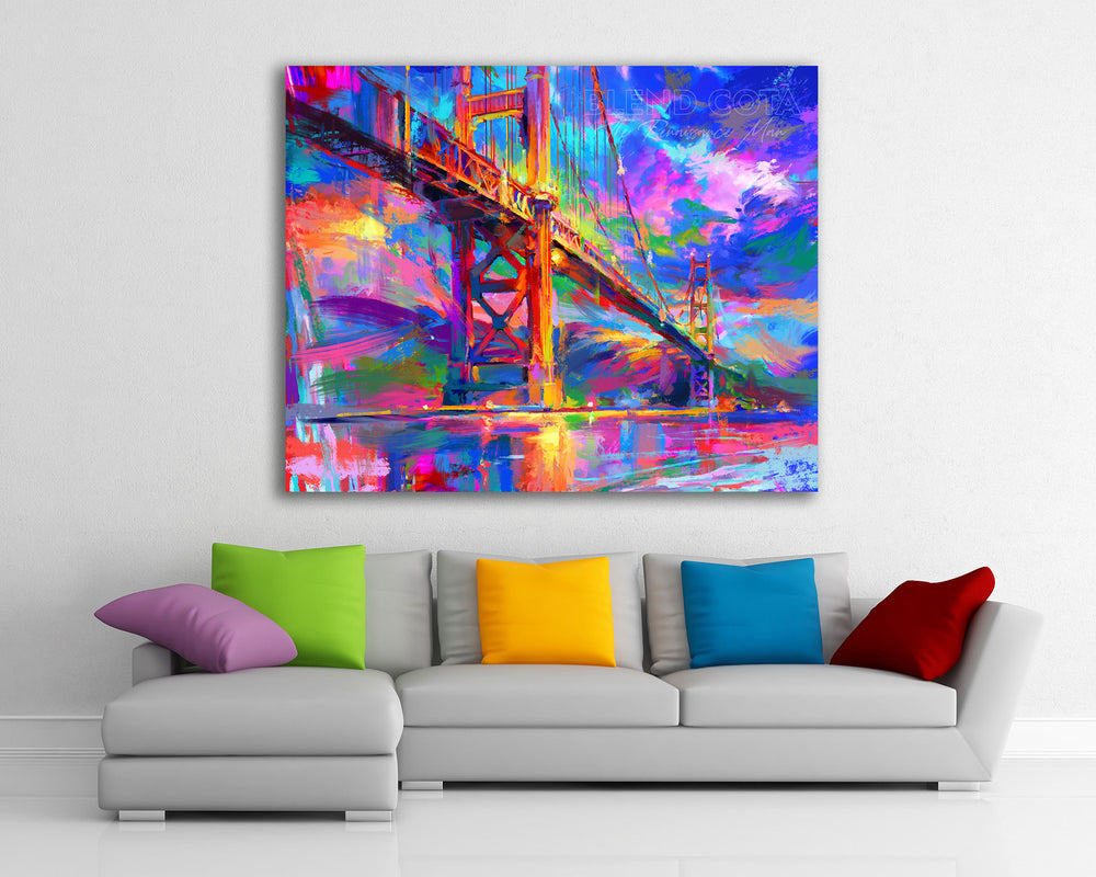 Golden Gate Bridge - Blend Cota Original Oil Painting Framed - Blend Cota Studios
