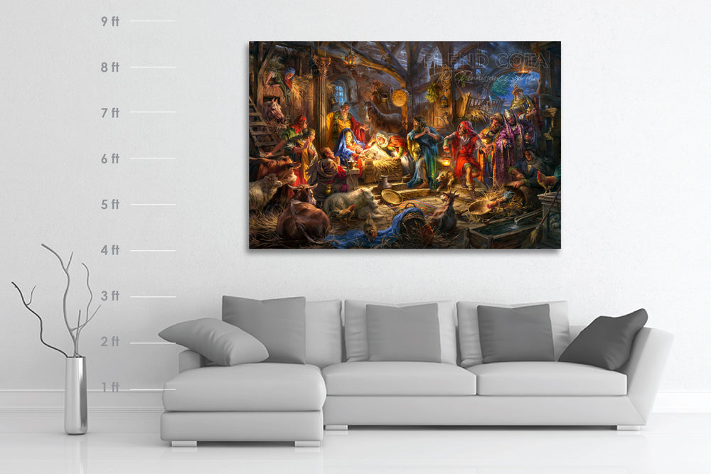 
                  
                    Nativitas | A King is Born Baby Jesus - Blend Cota Original Oil Painting on Canvas - Blend Cota Studios - size comparison
                  
                