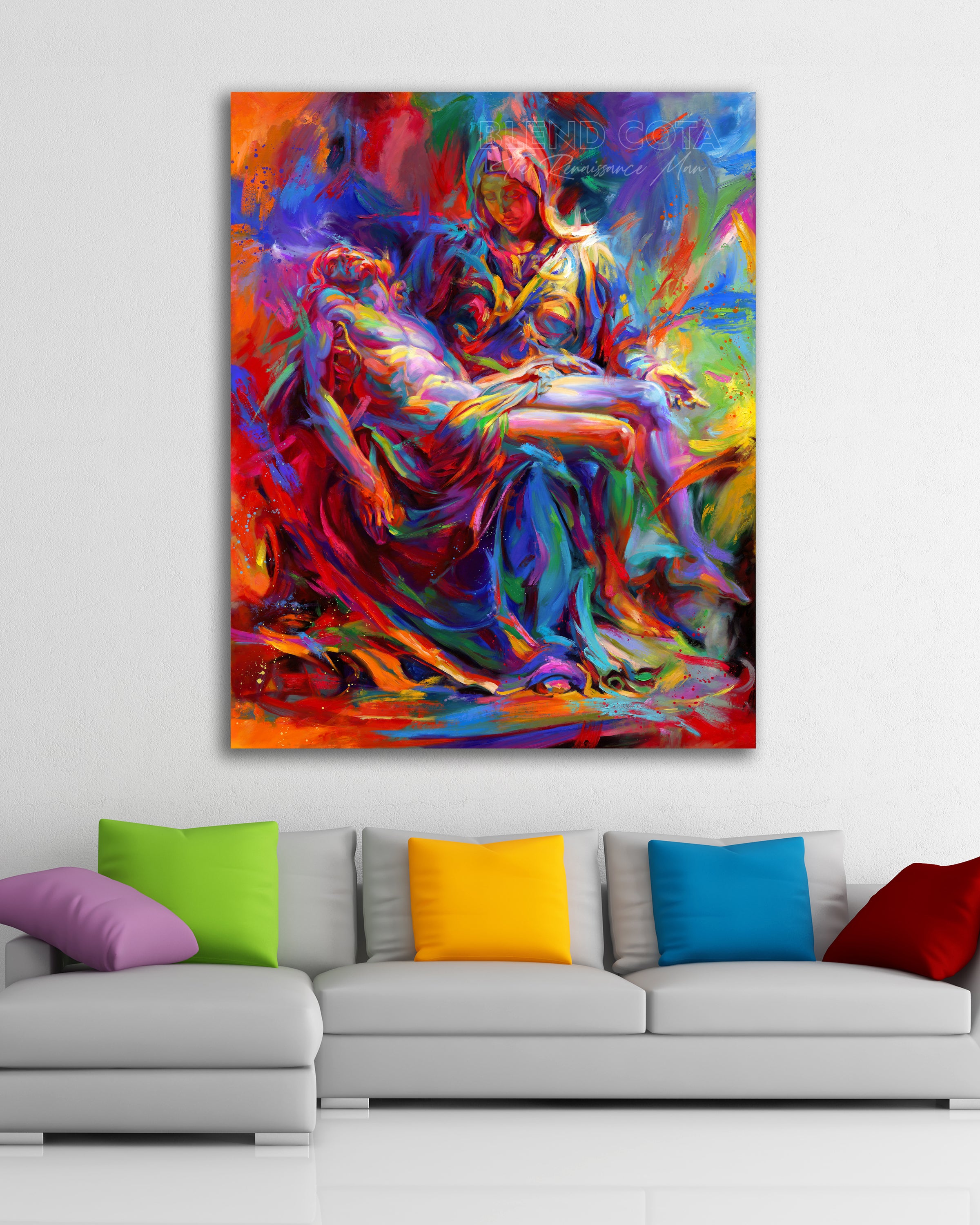 The Colors of Pieta - Blend Cota Original Oil Painting Framed - Blend Cota Studios 