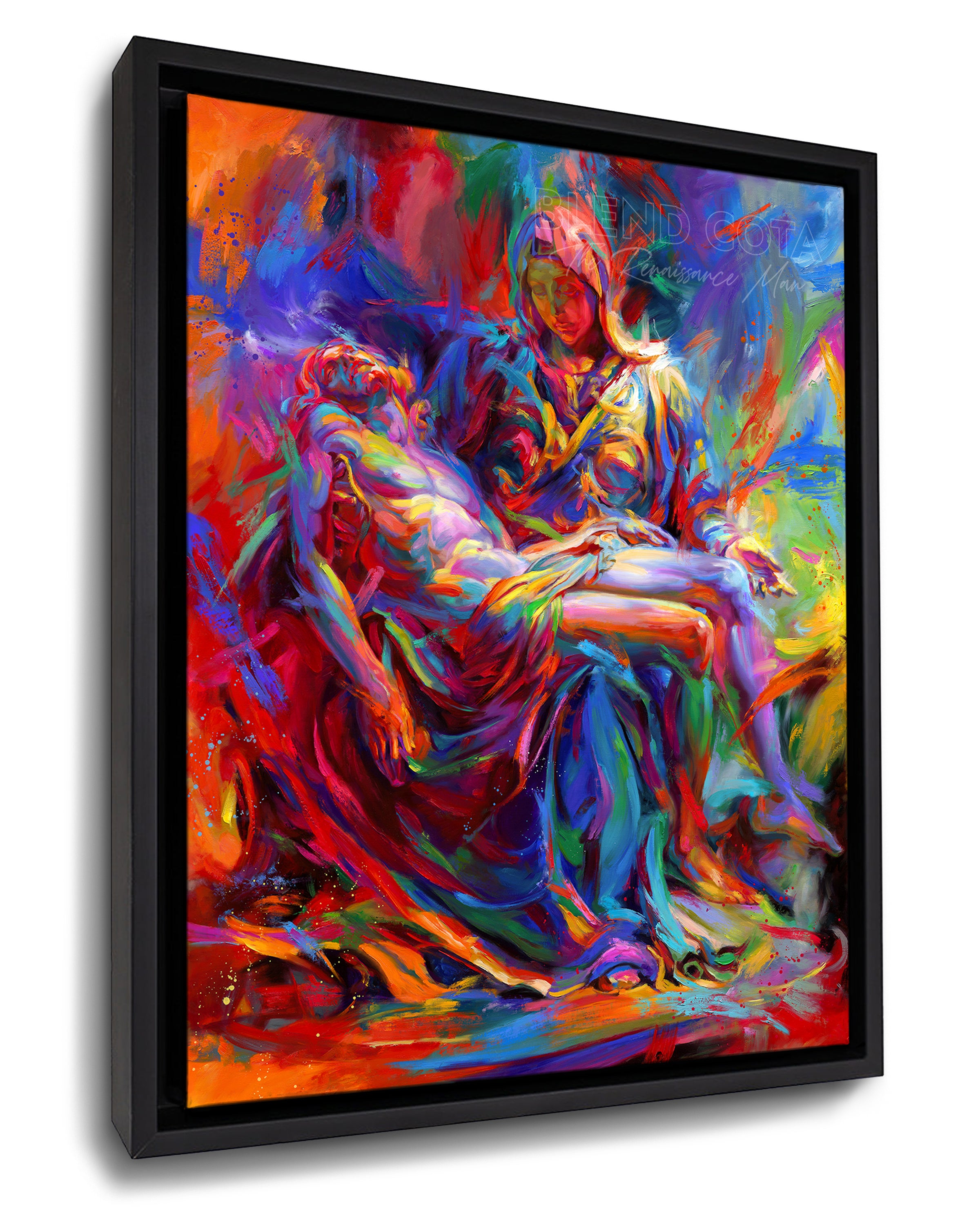 The Colors of Pieta - Blend Cota Art Print Framed on Canvas - Blend Cota Studios - Black Frame