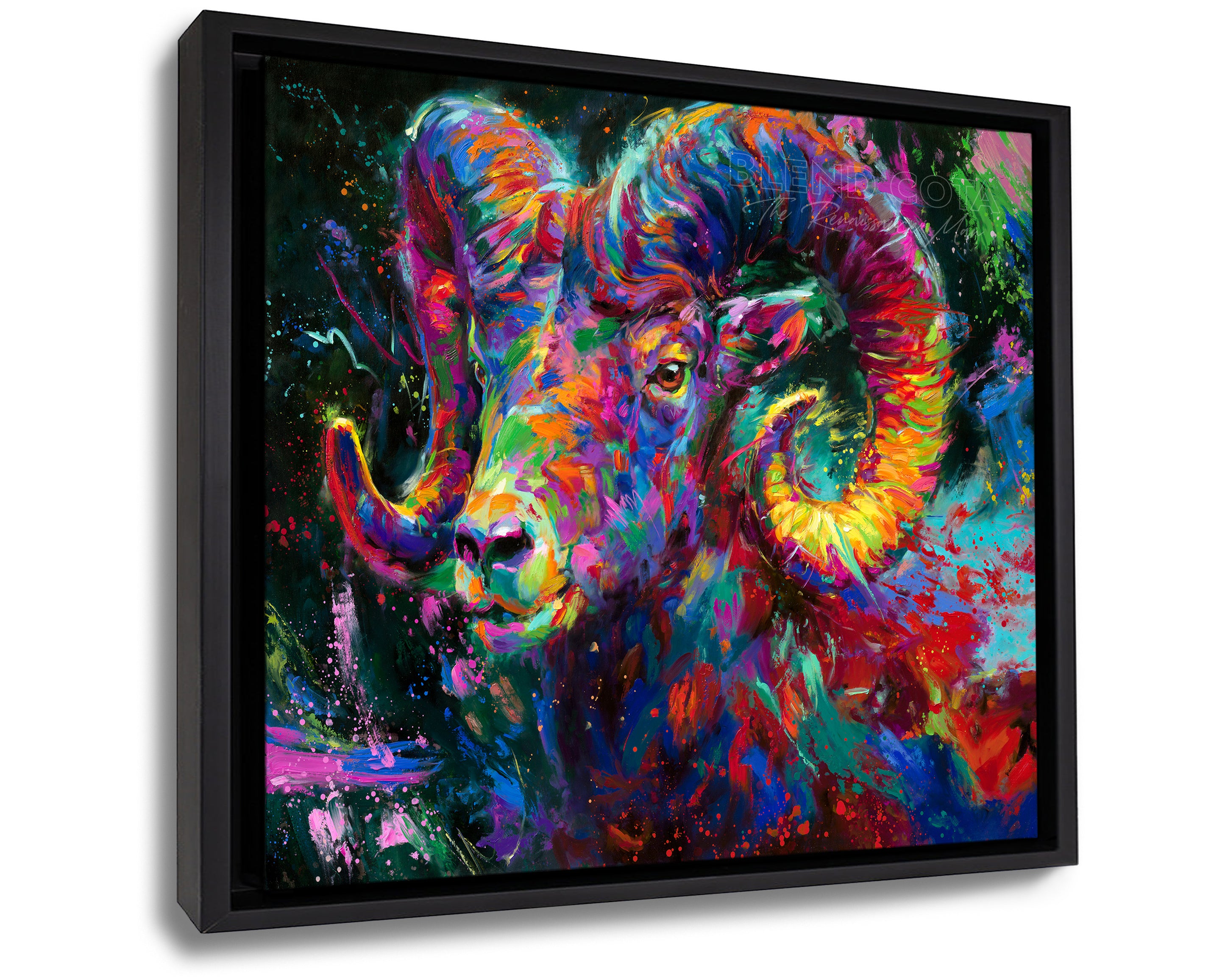 The Ram Spirit painted by Blend Cota Art Print framed on canvas from Blend Cota Studios