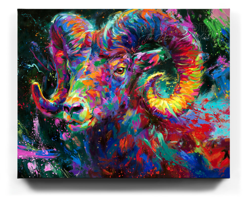 The Ram Spirit painted by Blend Cota Limited Edition Art Framed on Canvas from Blend Cota Studios