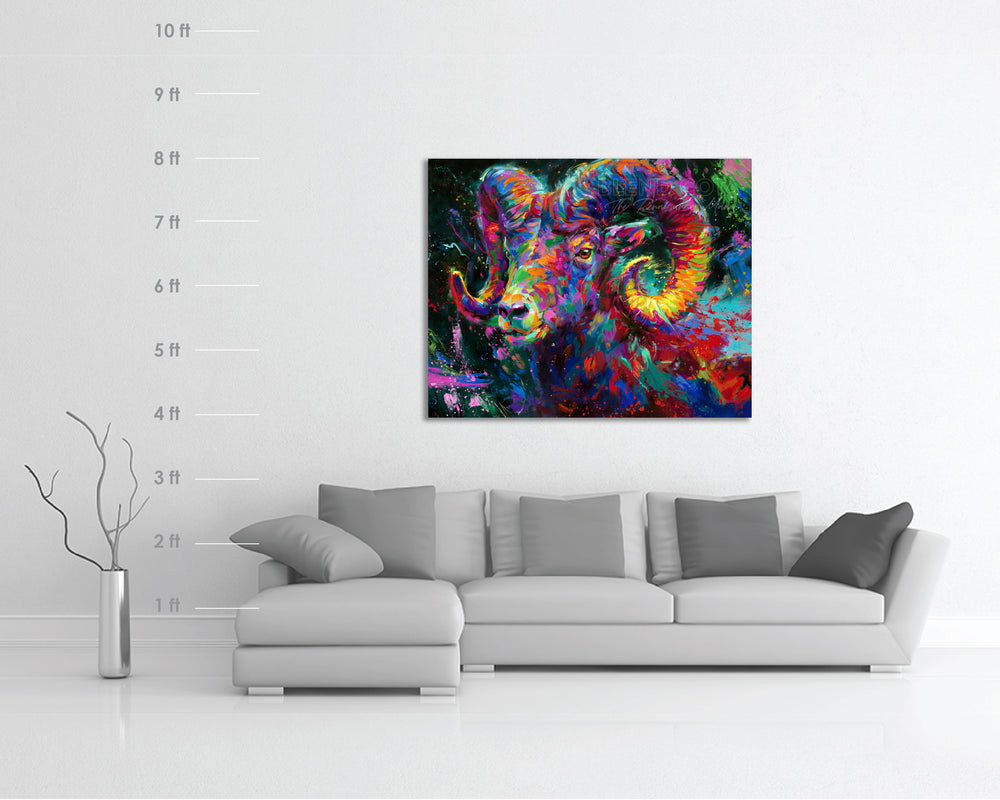 
                  
                    The Ram Spirit painted by Blend Cota original oil painting from Blend Cota Studios size comparison chart
                  
                