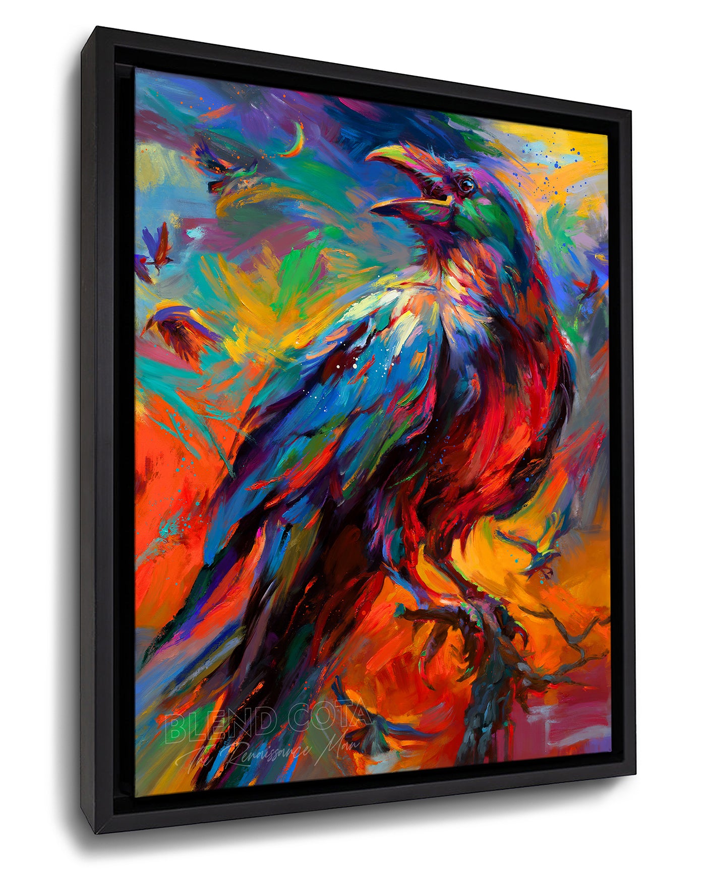 The Mystical Raven - Blend Cota Art Print Framed on Canvas - Blend Cota Studios - Black Frame