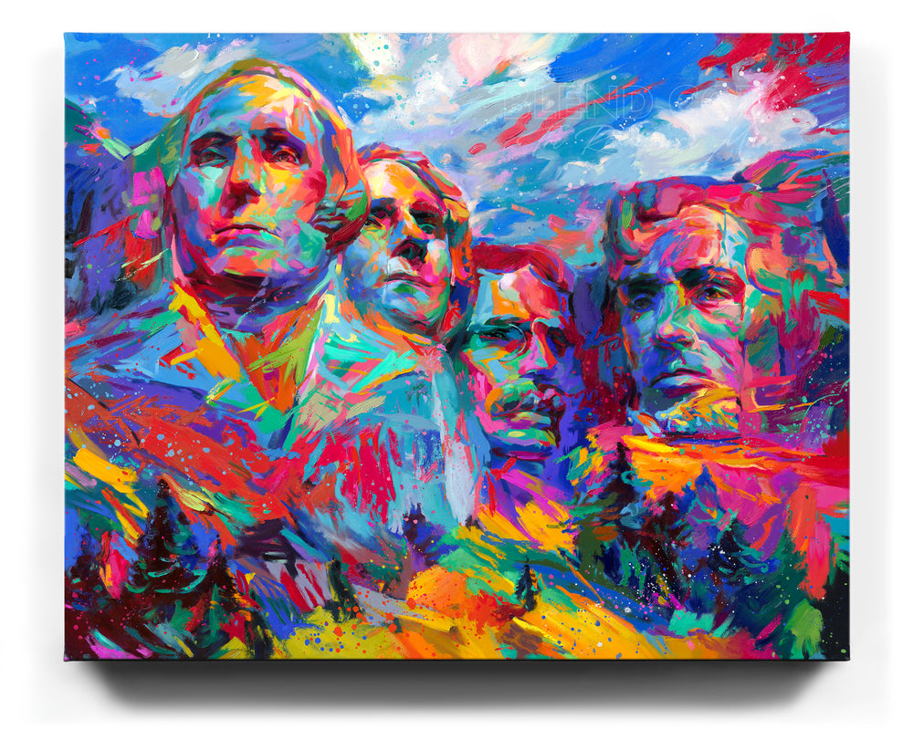 Mount Rushmore | Hope For a Brighter Future painted by Blend Cota limited edition art framed on canvas from Blend Cota Studios