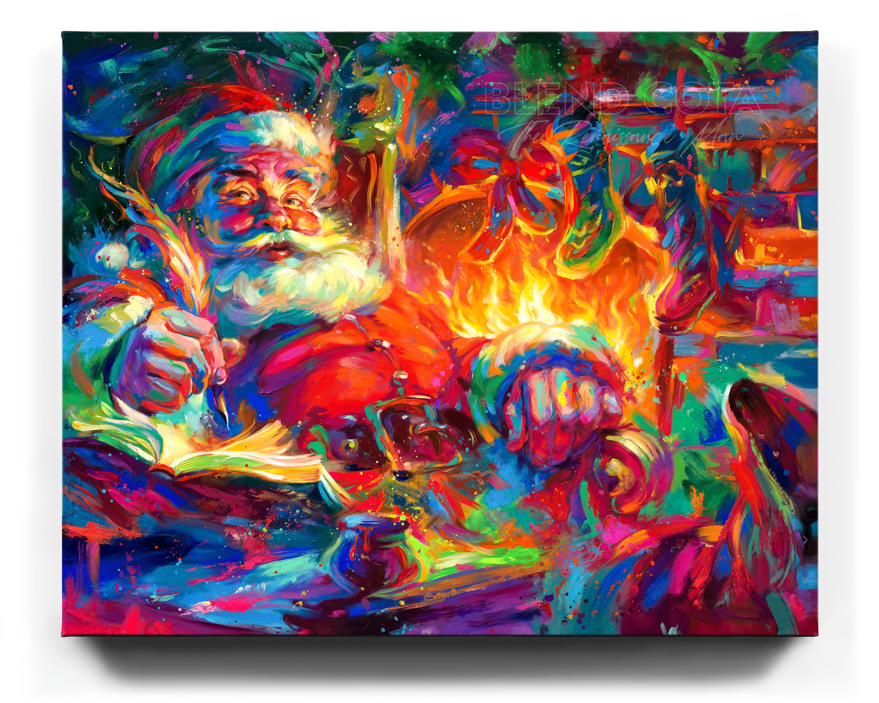Santa painted by Blend Cota Limited Edition Art Framed on Canvas from Blend Cota Studios