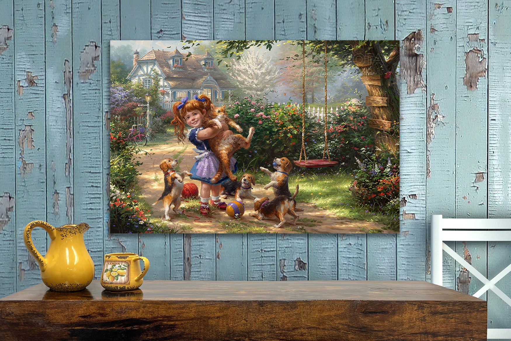 Summer Joy | Girl and her Cat - Blend Cota Limited Edition Art on Canvas - Blend Cota Studios