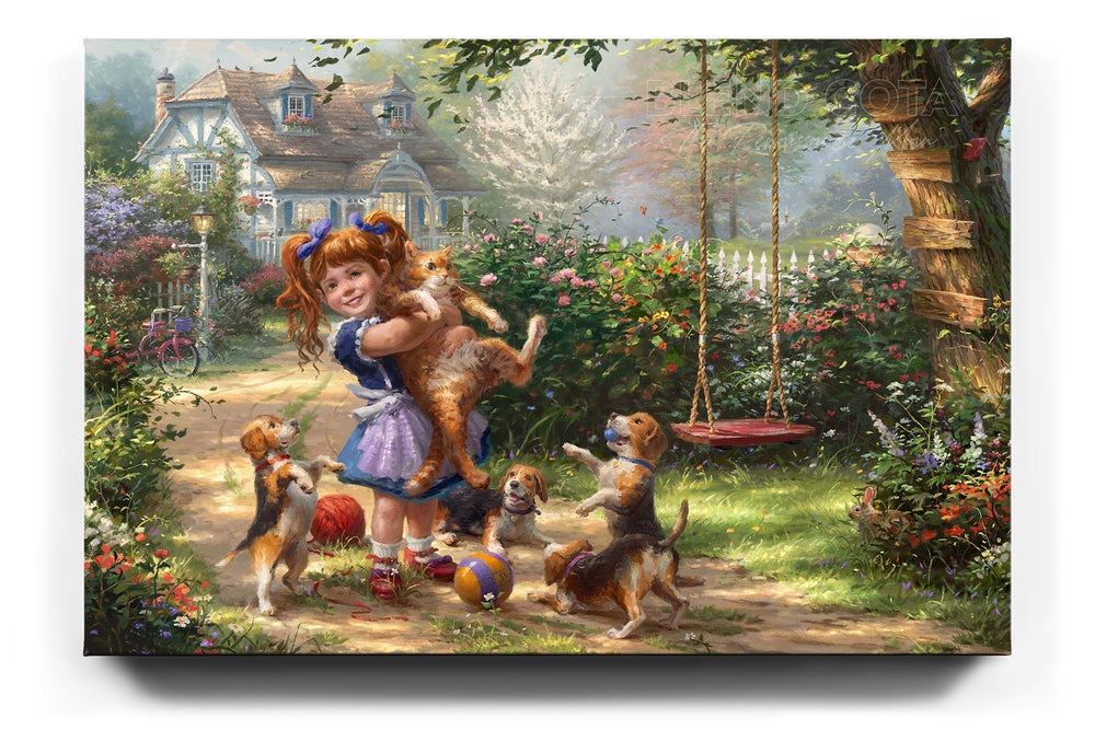 Summer Joy | Girl and her Cat - Blend Cota Limited Edition Art on Canvas - Blend Cota Studios