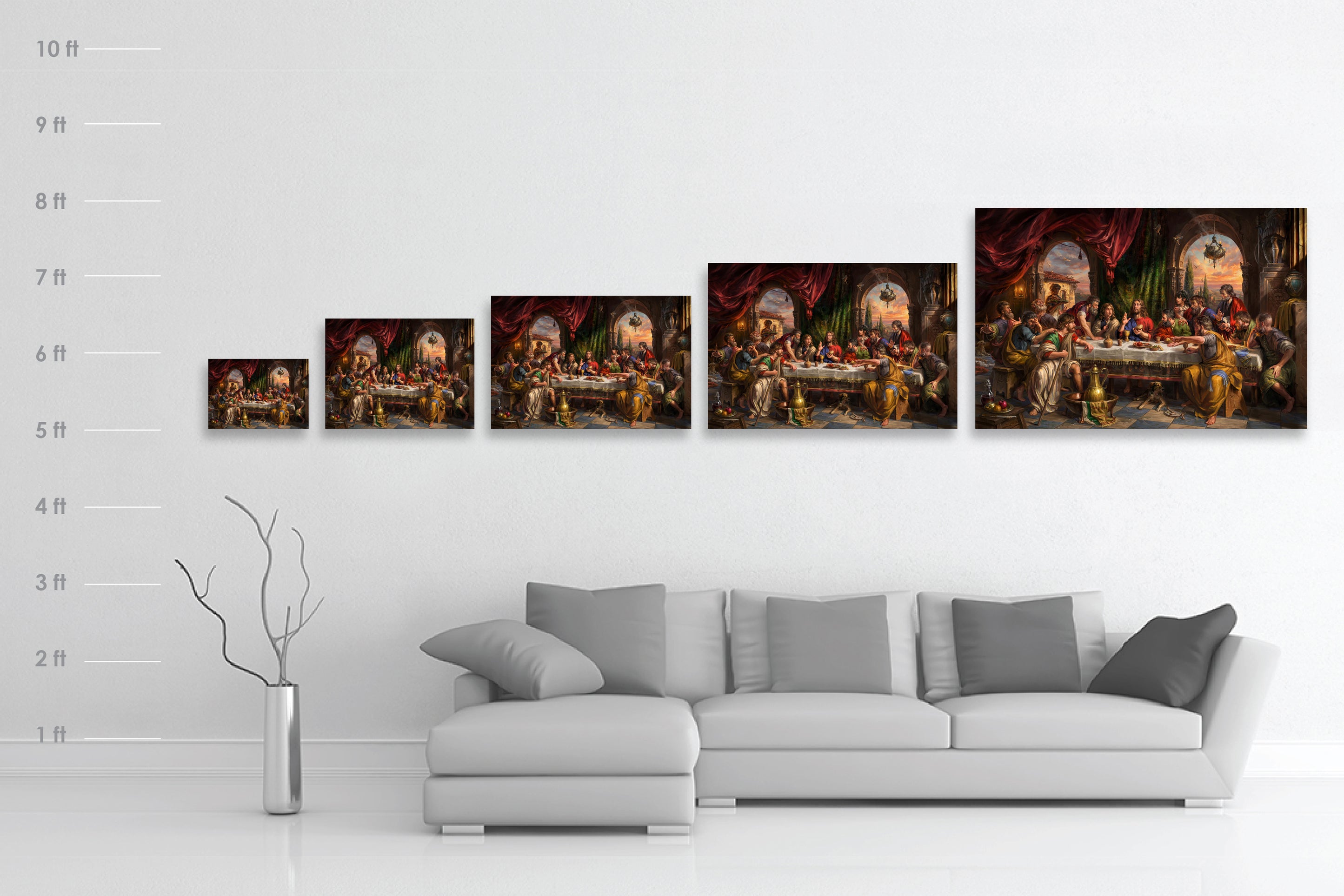 
                  
                    The Last Supper - Blend Cota Limited Edition Art on Metal - Blend Cota Studios size reference chart
                  
                