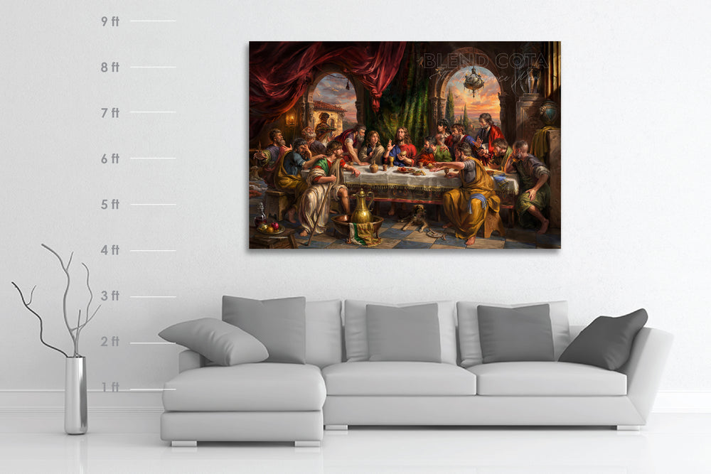 
                  
                    The Last Supper - Blend Cota Original Oil Painting Framed on Canvas - Blend Cota Studios painting size reference
                  
                