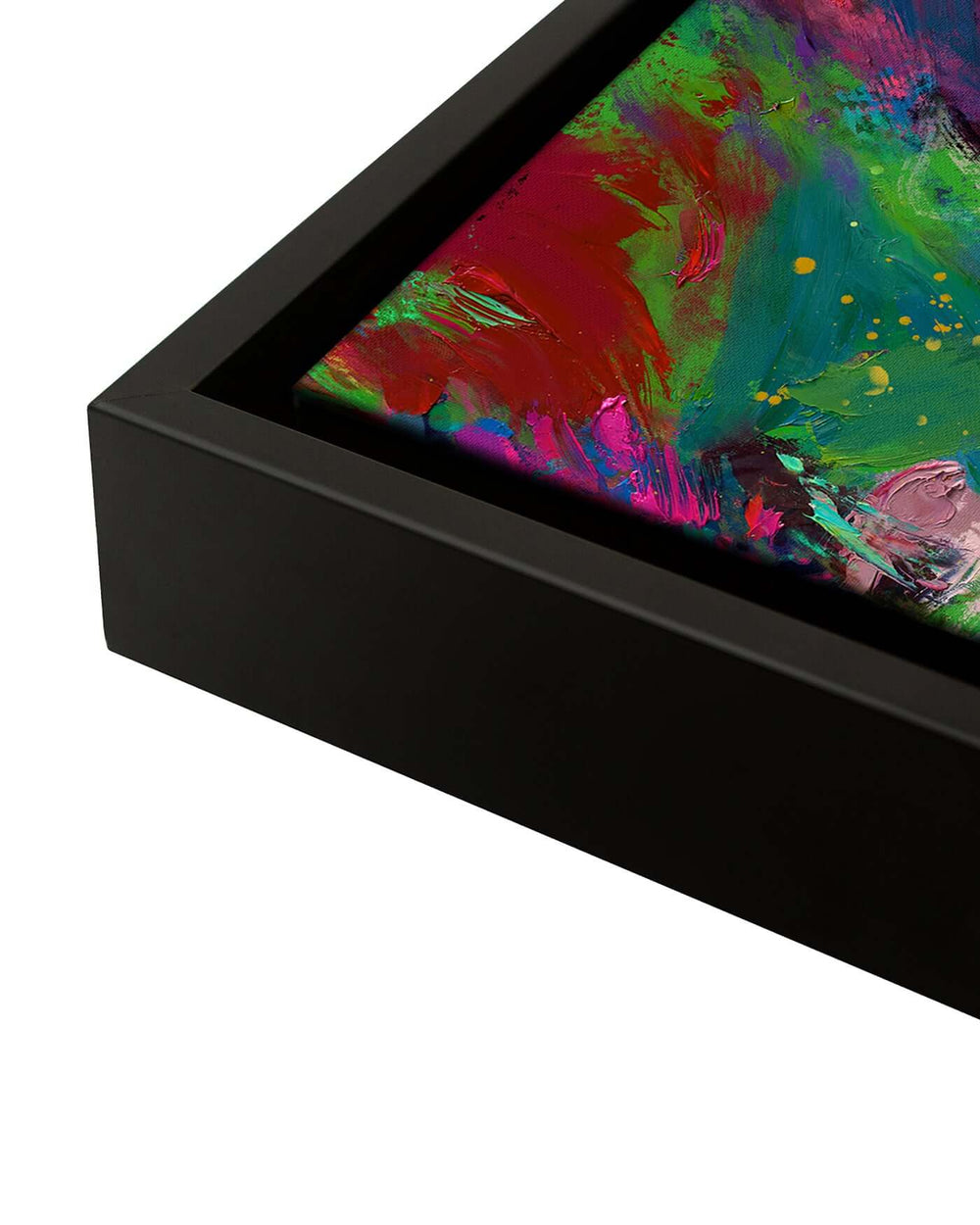 Canvas and black frame detail with color brushstrokes