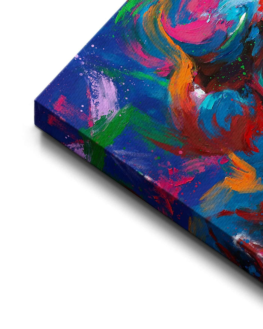 Color expressionism close up detail of colorful brushstrokes and canvas texture
