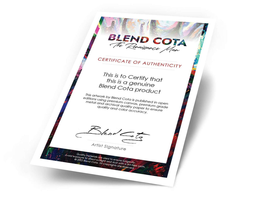 Blend Cota Studios sample Certificate of authenticity