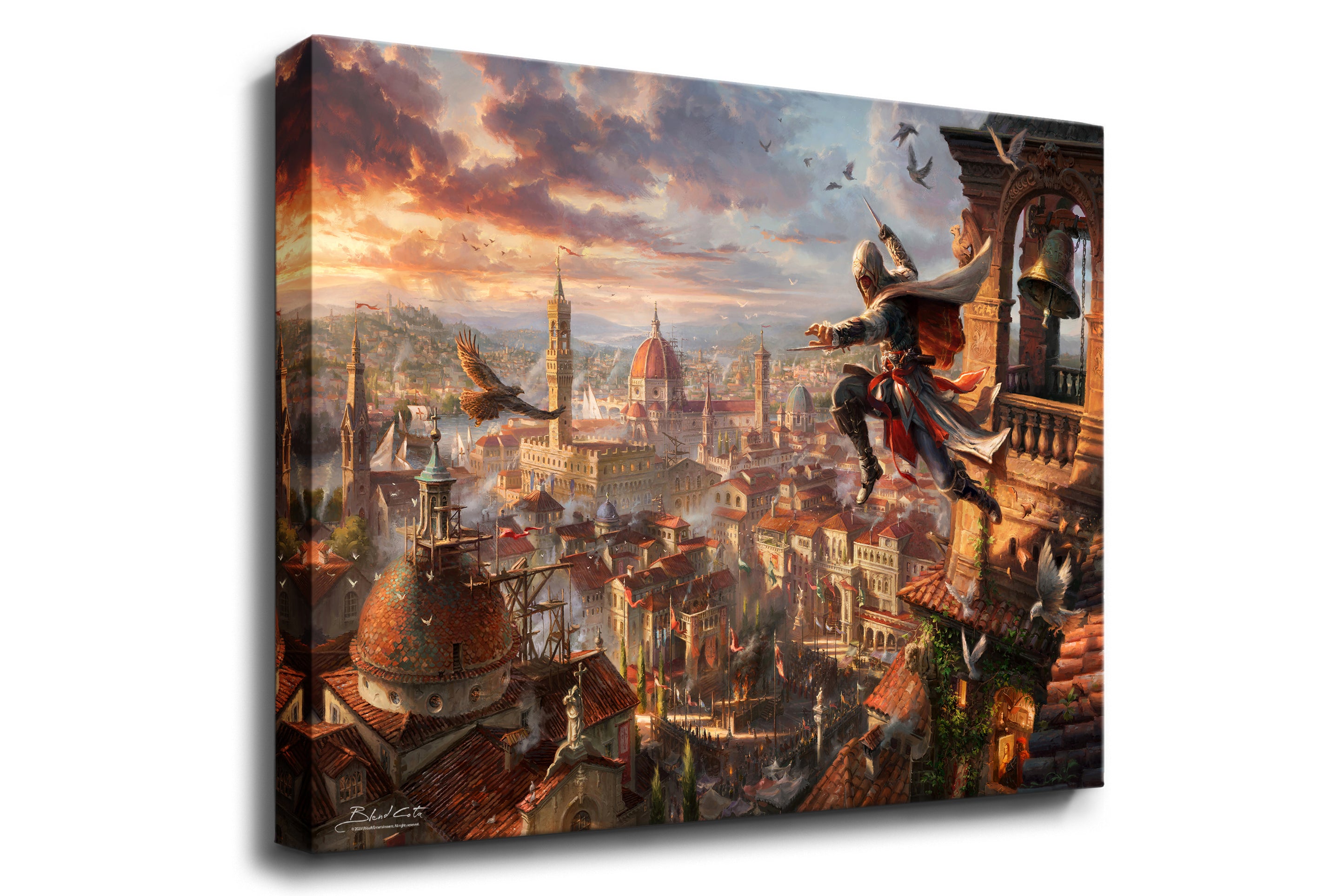 
                  
                    Gallery wrapped art print on canvas of Assassin's Creed Florence and Ezio Auditore meticulously designed and painted with intricate details in a realistic style.
                  
                
