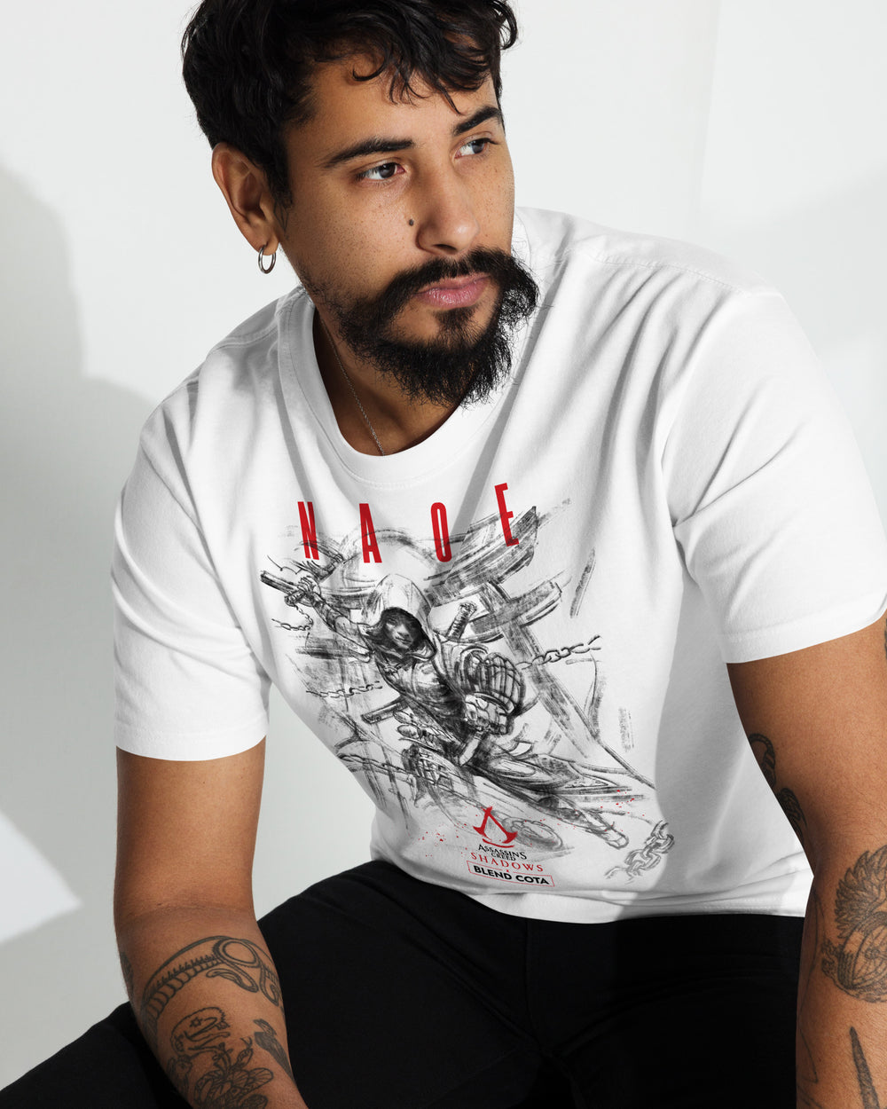 T-shirt en coton pour homme Assassin's Creed® Shadows Naoe Drawing