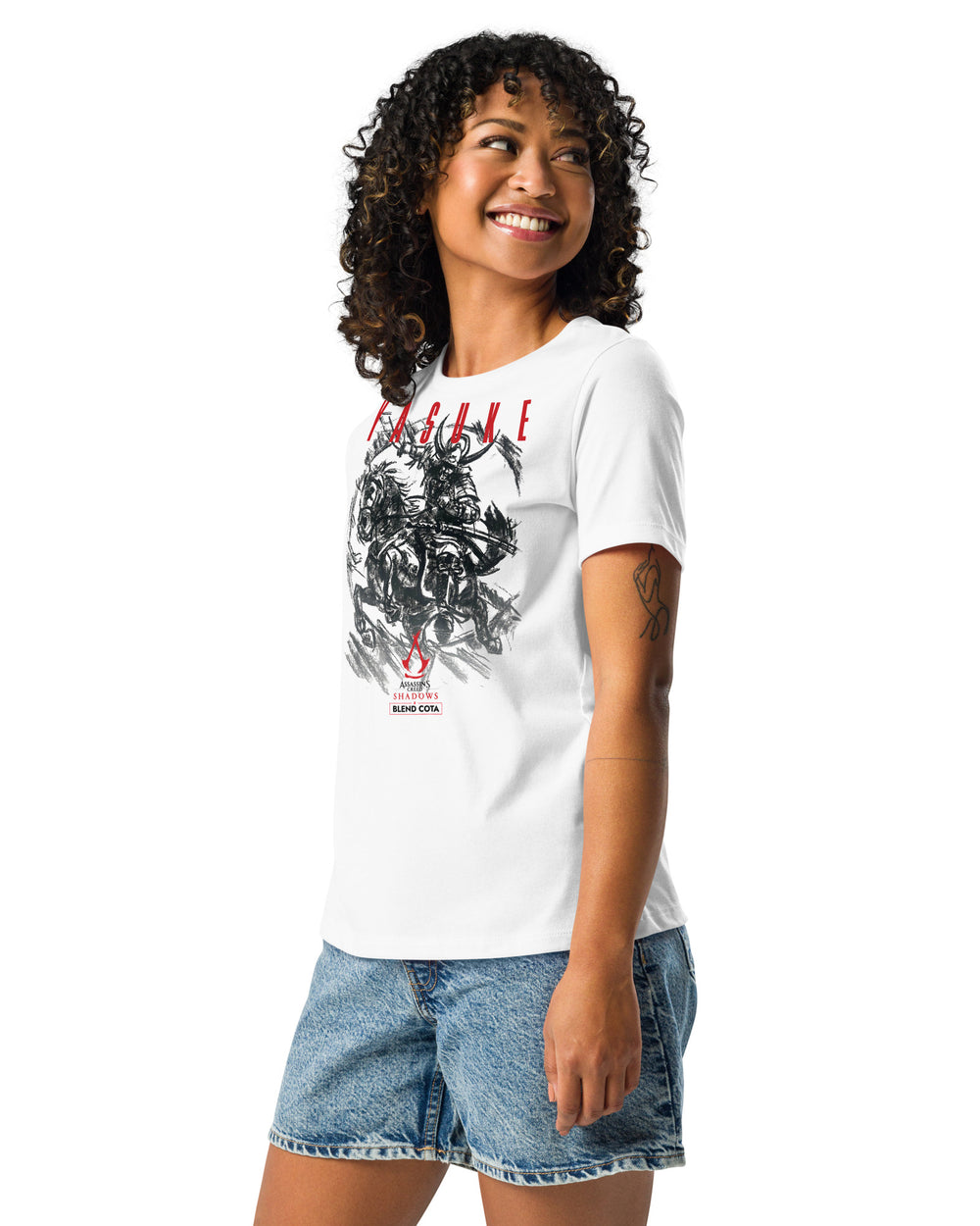 T-shirt en coton pour femme Assassin's Creed® Yasuke of Shadows Drawing