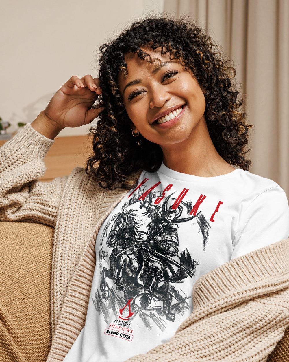 T-shirt en coton pour femme Assassin's Creed® Yasuke of Shadows Drawing