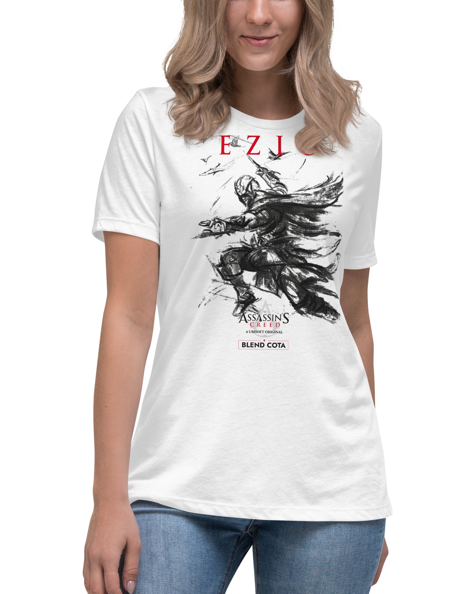 T-shirt en coton pour femme avec dessin d'Ezio Auditore d'Assassin's Creed®