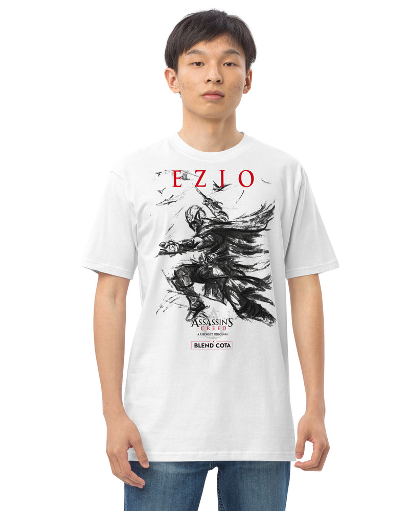 
                  
                    T-shirt en coton pour homme avec dessin d'Ezio Auditore d'Assassin's Creed®
                  
                