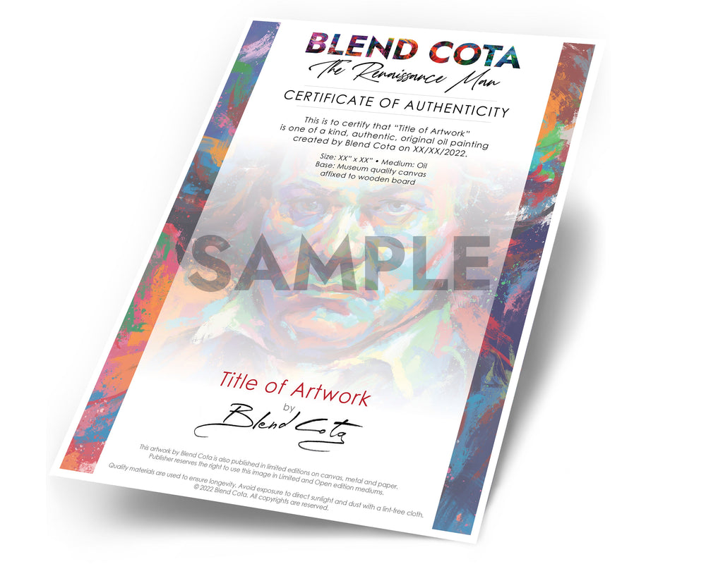 Blend Cota original oil painting certificate of authenticity