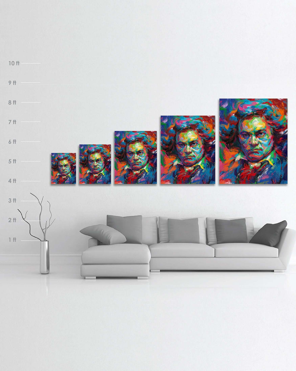 Beethoven - A Symphony of Color - Blend Cota Limited Edition Art on Metal - Blend Cota Studios - Size chart