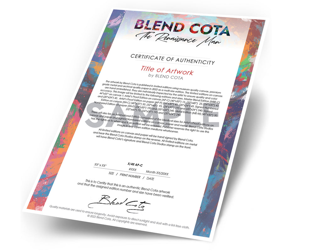 Gallop of the Wild - Blend Cota Limited Edition Art on Metal- Blend Cota Studios - certificate