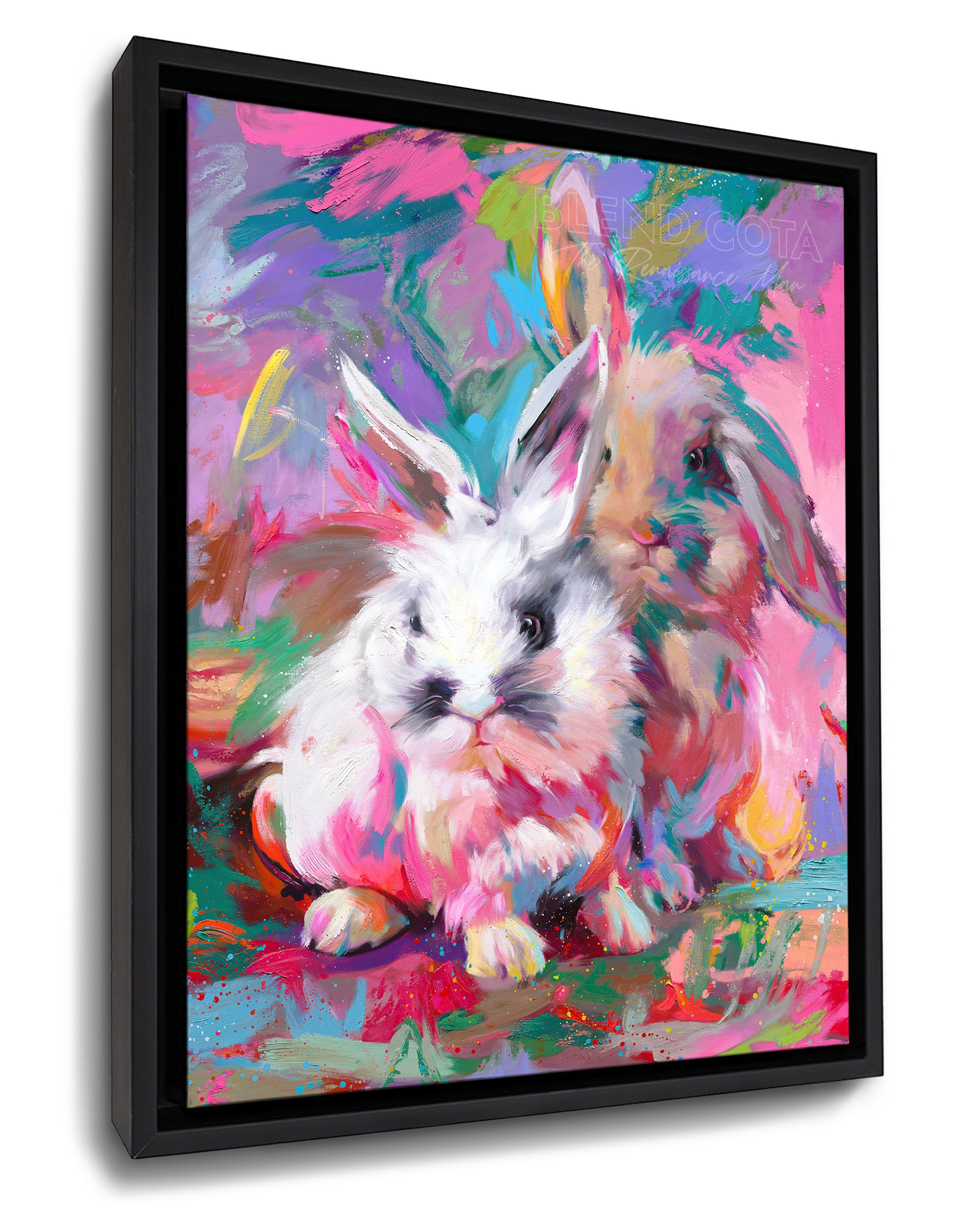 Fluffy Buns - Blend Cota Art Print Framed on Canvas - Blend Cota Studios
