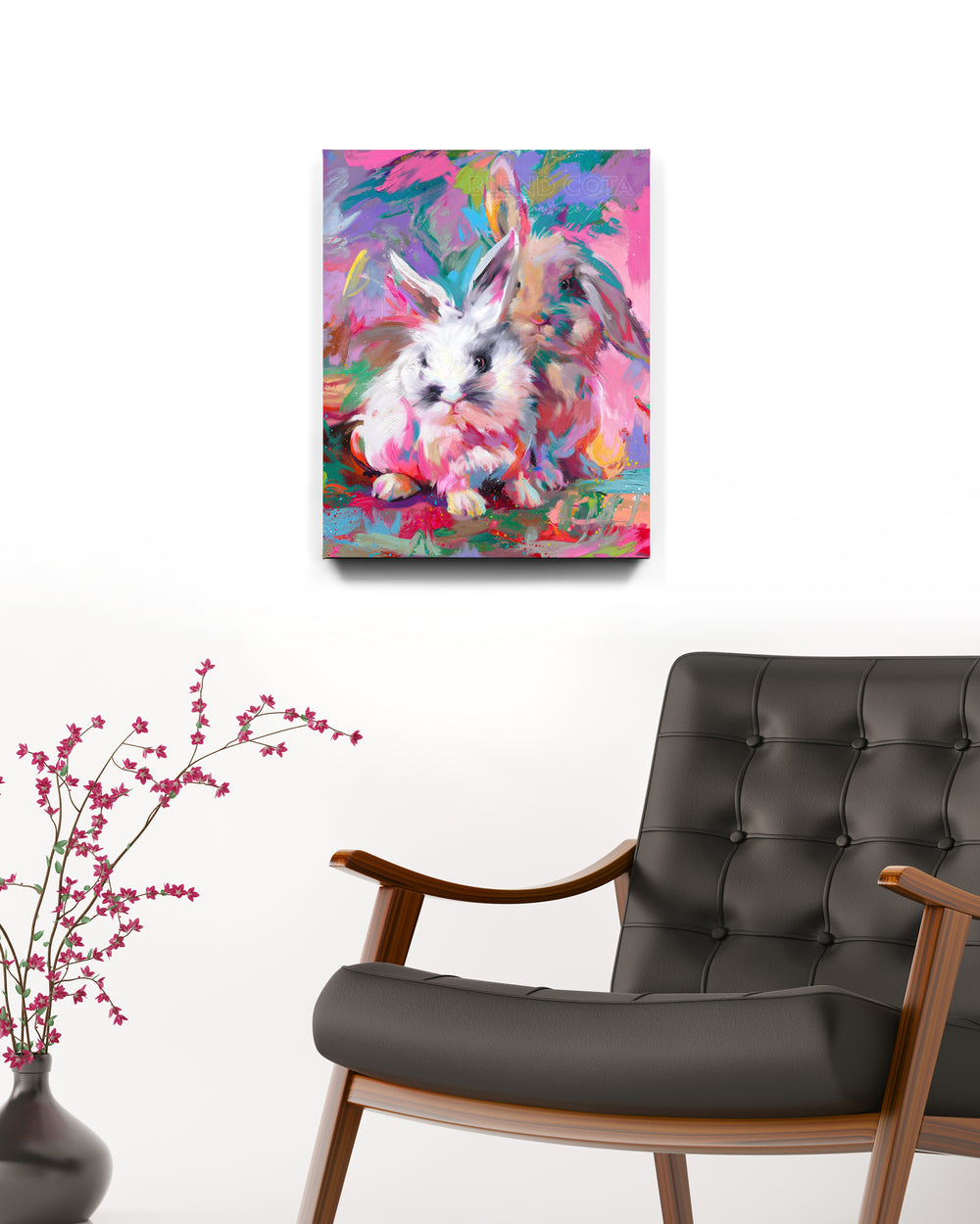 Fluffy Buns - Blend Cota Art Print Framed on Canvas - Blend Cota Studios