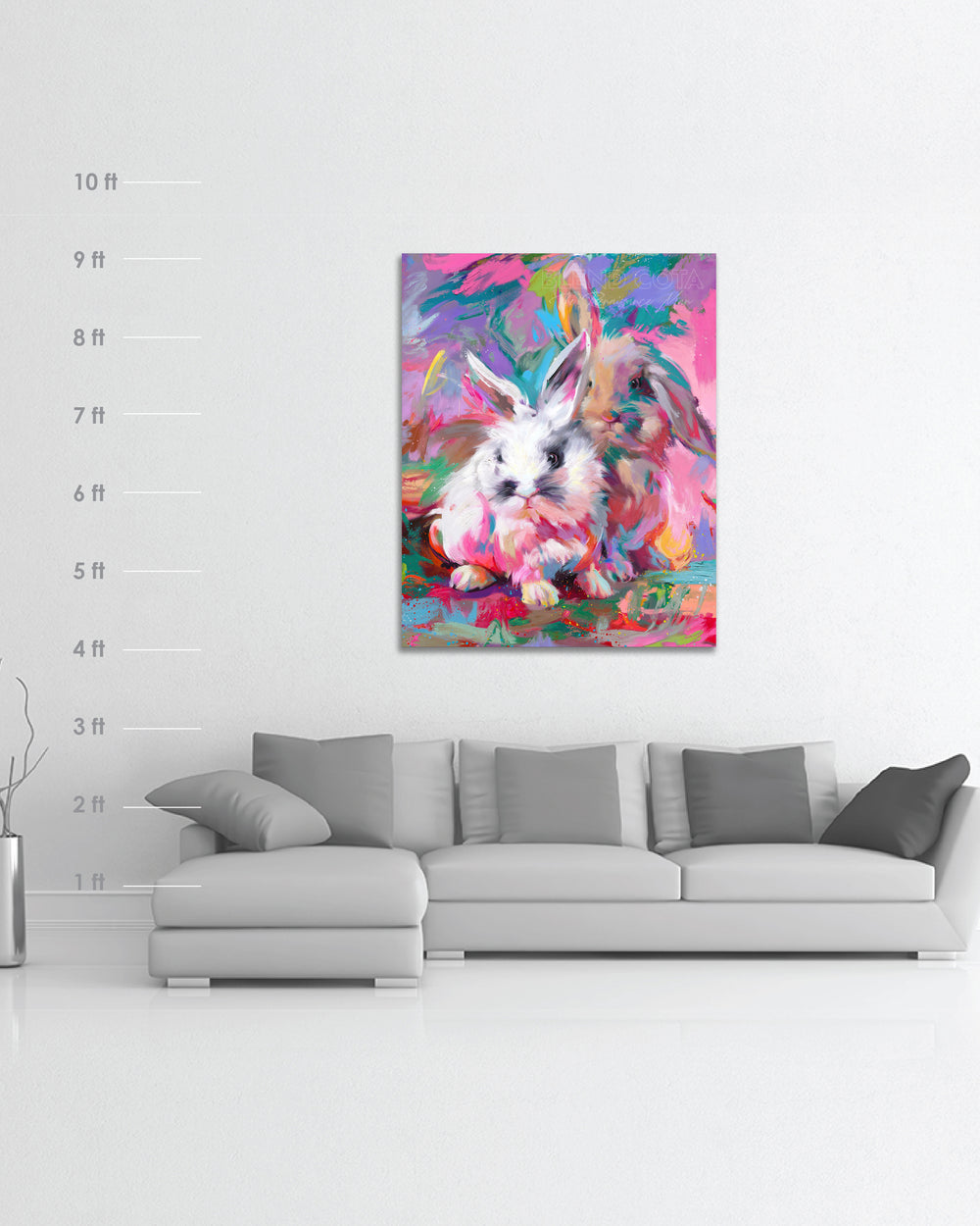 Fluffy Buns - Blend Cota Original Oil Painting - Blend Cota Studios painting size comparison