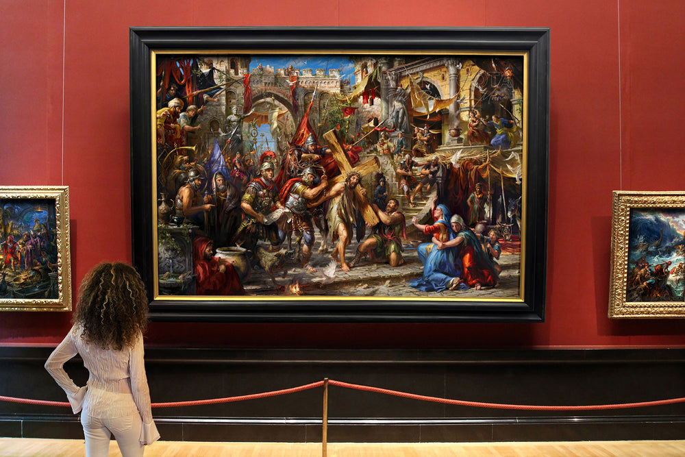 The Way of Love | Jesus Carrying His Cross - Blend Cota Limited Edition Art on Canvas - Blend Cota Studios - art gallery