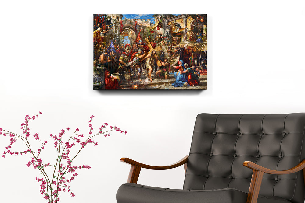 The Way of Love | Jesus Carrying His Cross - Blend Cota Art Print on Canvas - Blend Cota Studios 