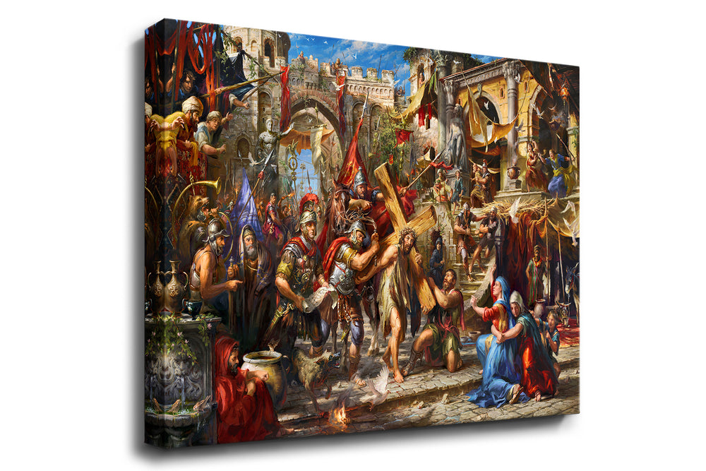 The Way of Love | Jesus Carrying His Cross - Blend Cota Art Print on Canvas - Blend Cota Studios 